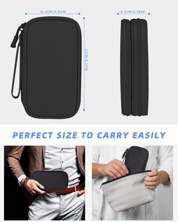 Органайзер для кабелів SOBEAU: чорний дорожній аксесуар для зарядних пристроїв, кабелів та гаджетів