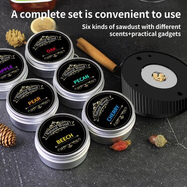 Портативний електричний димогенератор для віскі - багатофункціональний набір для коктейлів з 6 дерев'яними трісками (без бутану) з вбудованим запальничкою