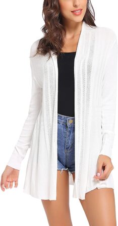 Жіноча в'язана куртка iClosam: легкий кардиган на літо, модель Open Front (XL, білий)