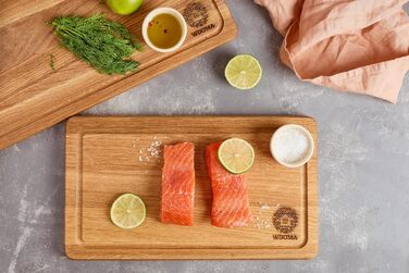 WDOMA Cutting Board Set - Oak Wood - 2-Piece Set - 40x25 / 35x20 - XL/L Cutting Boards - Wood Board for Kitchen - Cutting Board Wood - Wooden Cutting Board - Kitchen Wood Board