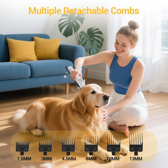 Машинка для стрижки собак - IPX7, водонепроникна, професійна для собак та котів з LCD-дисплеєм (сріга)