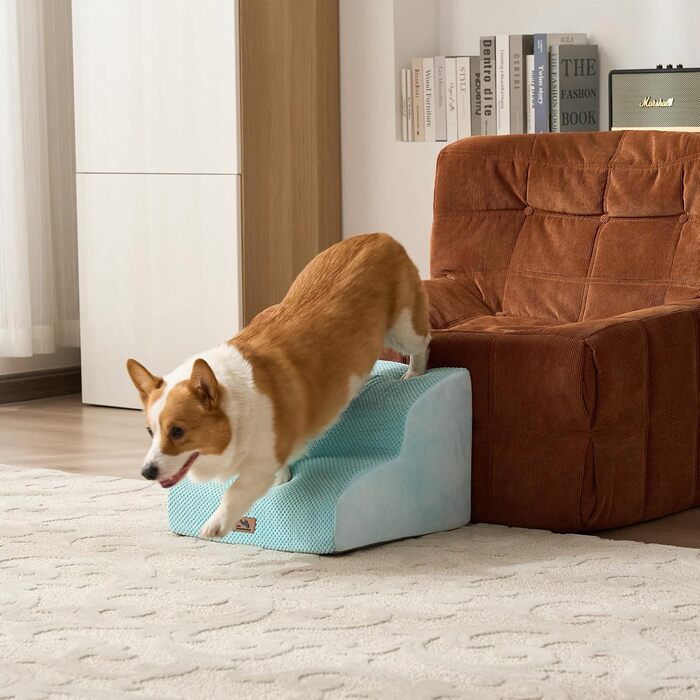 Сходинки для собак маленьких порід, 2 сходинки, 30 см, для дому, антиковзаючі, для котів та літніх тварин, сірі (блакитні)