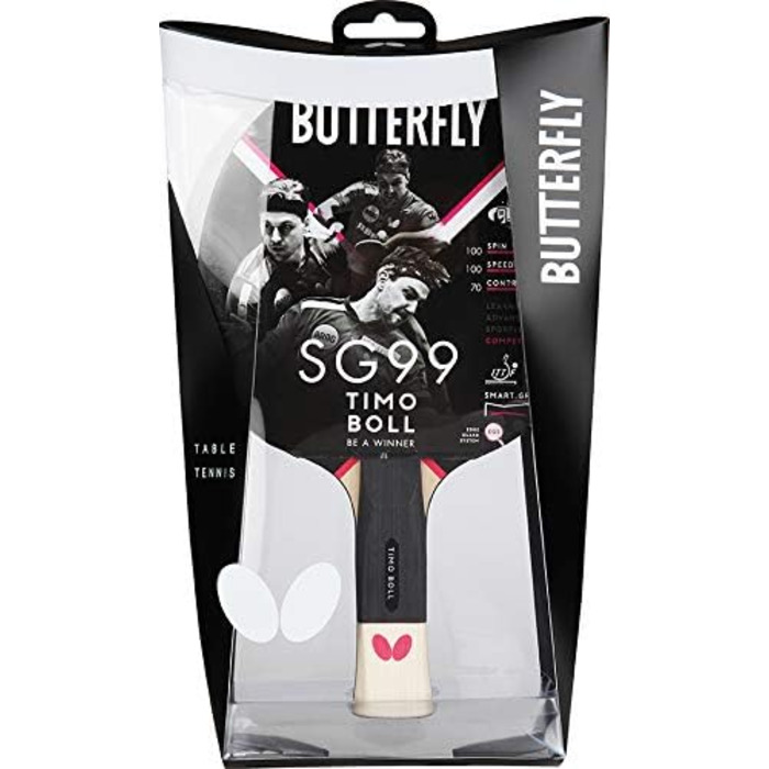 Тенісний стіл Butterfly Timo Boll SG99 | Професійний ракетковий стіл для настільного тенісу | ITTF сертифіковане покриття Wakaba | Анатомічна форма ручки smart.Grip