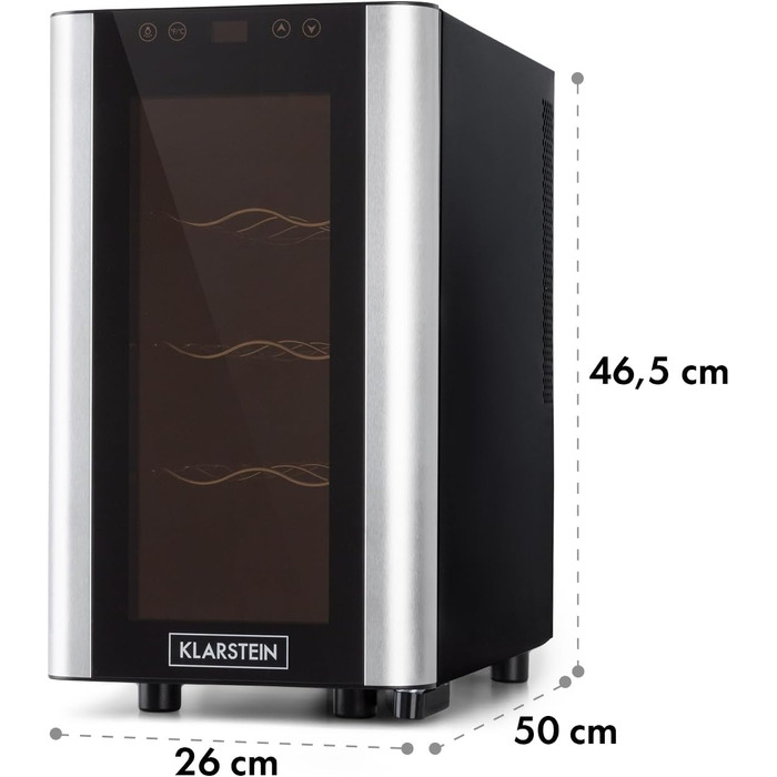 Витримайте вино з комфортом: Витримайте вино Klarstein Reserva Slim Uno – компактний винний холодильник на 8 пляшок, 23 літри, чорний