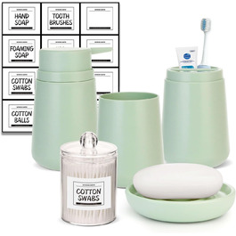 Набір аксесуарів для ванної кімнати IMAVO 4 шт: тримач для зубних щіток, стаканчик, дозатор мила, мильниця. Зелений колір