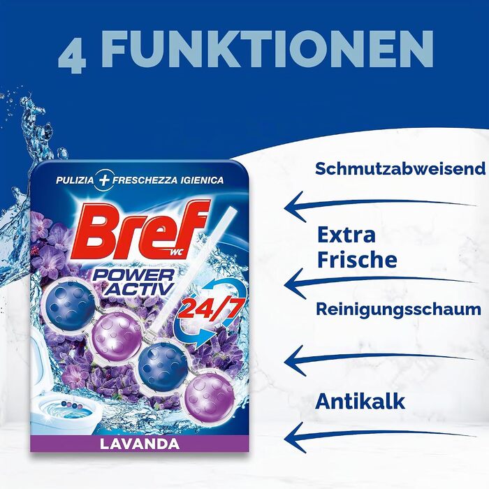 Блоки для унітазу Bref Poweractive Лаванда, 10 шт по 50 г