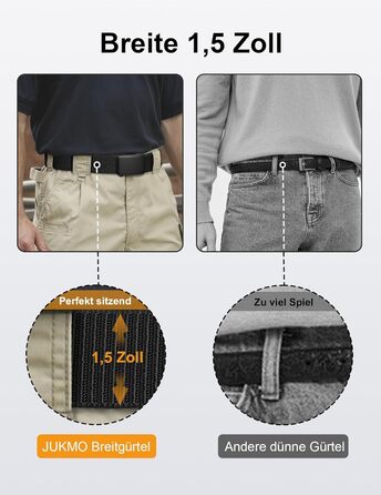 Чоловічий шкіряний ремінь JUKMO з автоматичною застібкою, нейлон 3,8 см, розмір M (91-105 см), чорний