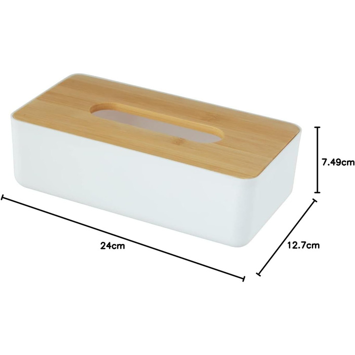 Скляниця для косметичних серветок WENKO Rotello з бамбуковим кришкою (24 x 7,5 x 12,7 см)