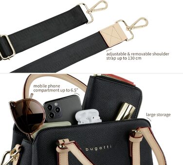 Сумка жіноча Bugatti Ella чорна, маленька сумка через плече для жінок