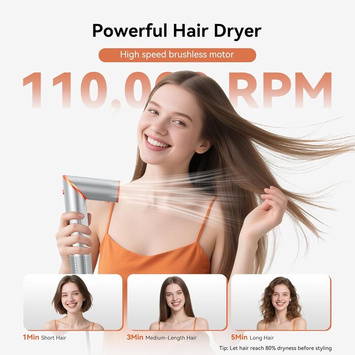 Air Styler Hair Stylers Airbrush 5-в-1: мультистайлер, фен-щітка, 800W, для об'єму, локонів, випрямлення та сушіння волосся (срібний)