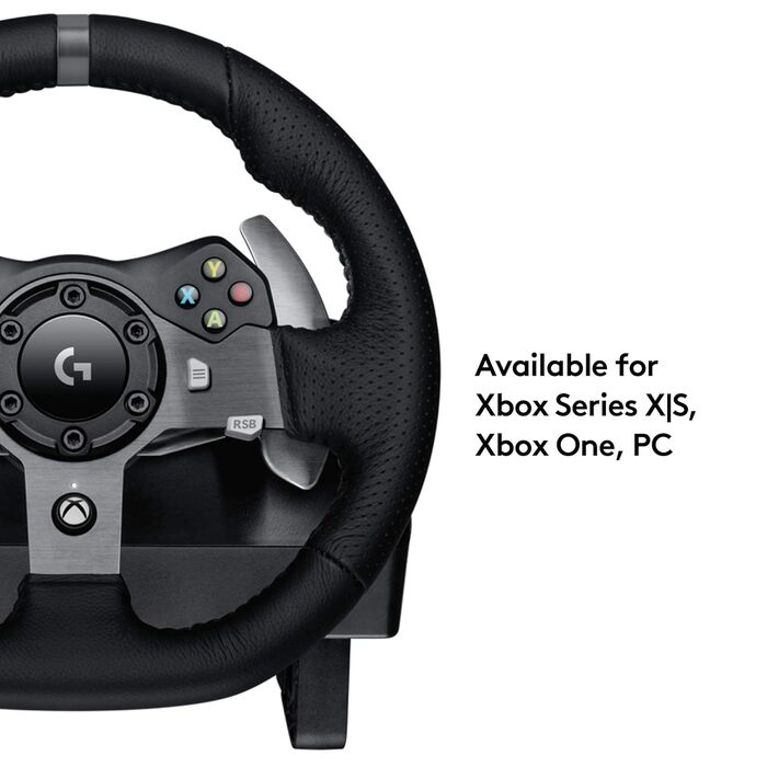 Руль Logitech G920 Driving Force для Xbox Series X|S, Xbox One, PC, Mac. Двомоторний Force Feedback, 900° кут повороту, регульовані педалі, UK-штекер.