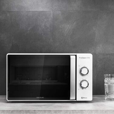 Мікрохвильова піч Cecotec ProClean 4110 з грилем, 23 л, 700W, ProClean, 3D Wave, білий кришталевий дисплей