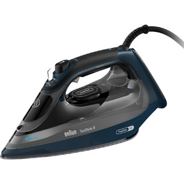 Braun TexStyle 9 SI9682 DB Steam Iron with FreeGlide 3D Technology, Vertical Steam, Anti-Drip Function, Self-Cleaning Function, 330 ml Water Tank, 260 g/min Steam Output, 3200W, Dark Blue