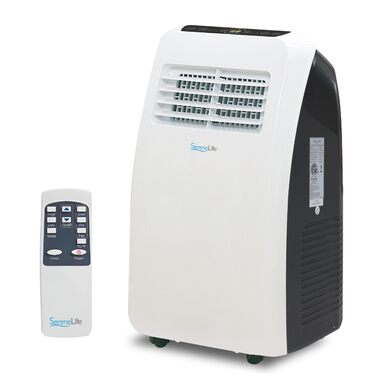 Мобільний кондиціонер SereneLife 9000 BTU з виносним шлангом. 3-в-1: кондиціонер, вентилятор, осушувач повітря. Підходить для кімнат до 42 м². Білий.