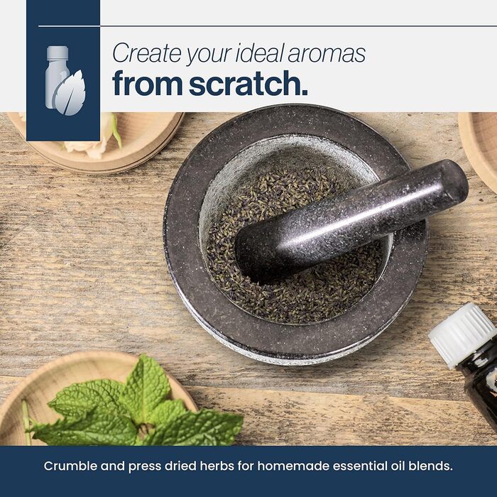 Набір для ступки та товкачка HiCoup – 15 см, натуральний граніт, не пористий, для кухні