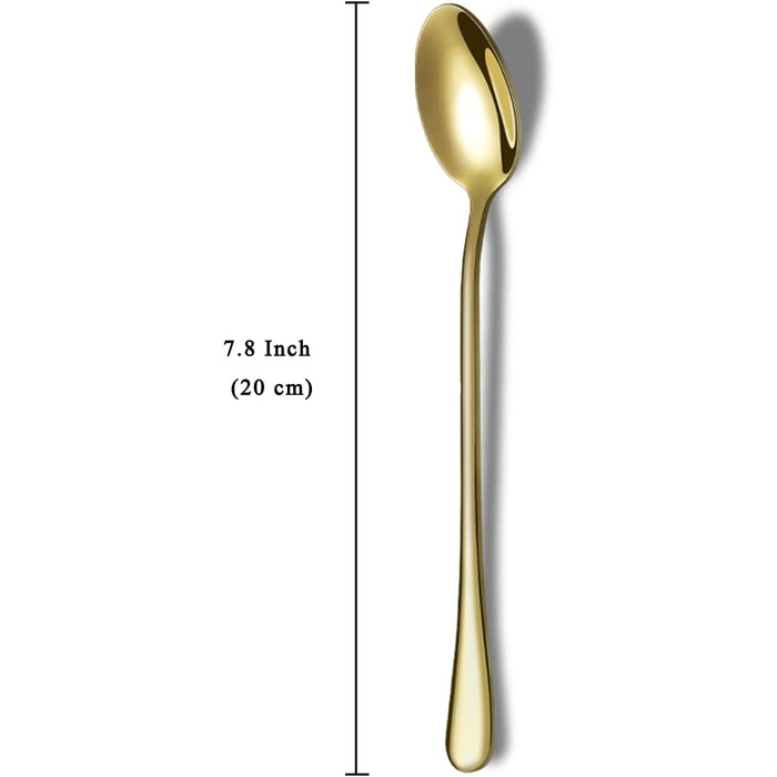 Набір ложок HOMQUEN з довгим руків'ям (8 шт.) - кавові, для коктейлів, чайні, з нержавіючої сталі (сріблясті)