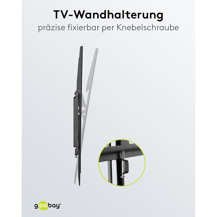 Настінний кронштейн для телевізора goobay Basic TILT XL (43–100 дюймів), нахил 10°, ультратонкий 45 мм, VESA 800x400, до 75 кг, 49743