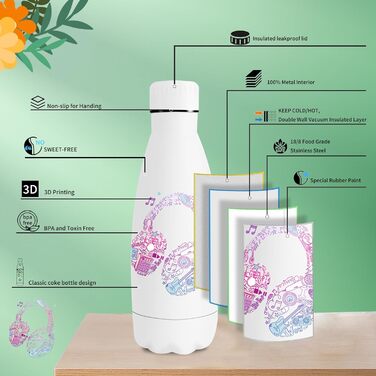 Термос Vikaster 500 мл, термофляга з нержавіючої сталі, без BPA, не протікає, для спорту, подорожей, активного відпочинку