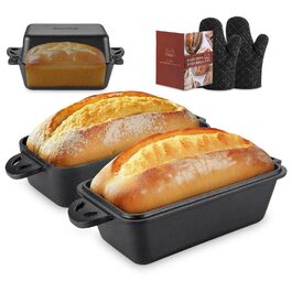 Форма для випічки хліба AILITOR з кришкою, чавунна, 22.9x12.7 см, набір 2 шт.