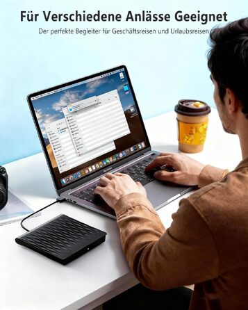 Зовнішній DVD/CD привід DANGZW USB 3.0 Type-C, портативний DVD-брунер та плеєр для ноутбука та ПК, сумісний з Windows, MacOS, Linux (чорний глянцевий)