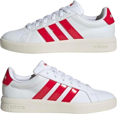 Жіночі кросівки Adidas Grand Court Base 3.0 (38 2/3 EU, білий, рубіново-червоний, off-white)