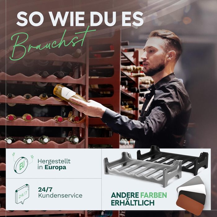 Novaliv Brown Modular Bottle Rack for 72 Wine Bottles - Stackable, Expandable, Robust - Ideal for Wine Storage in Cellars, Restaurants & Homes, Drinks Cabinet, Stackable Wine Rack