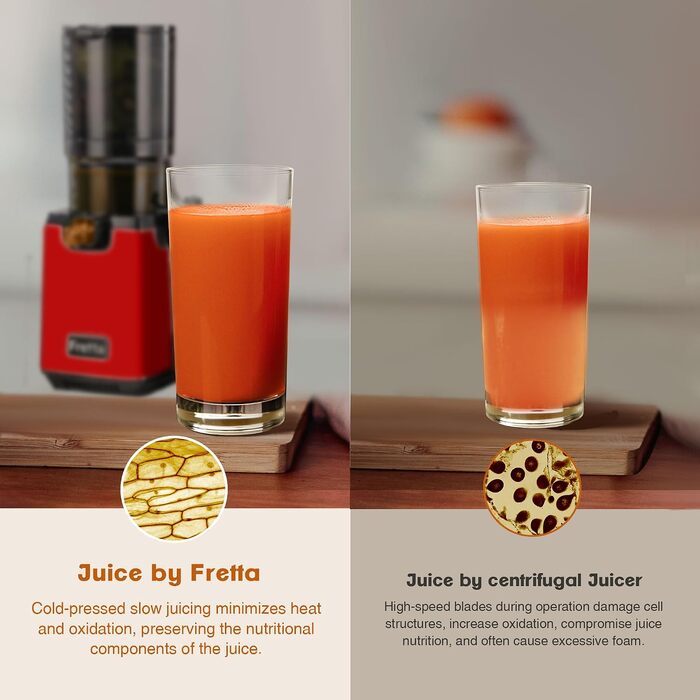 Шнекова соковижималка Fretta Slow Juicer для овочів та фруктів, чорна (колір: вино)