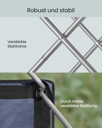 Кемпінговий стілець SONGMICS, розкладний, широкий, з високою спинкою, синій/сірий (GCB005BH0)