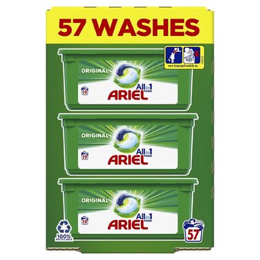 Капсули для прання Ariel 3-in-1 Original з рідким гелем, 57 прань