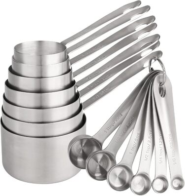 Smithcraft Measuring Cup and Spoon Set, Copper Measuring Cups and Spoons for Baking and Kitchen, Stainless Steel Measuring Cups and Spoons for Dry and Liquid Ingredients, Metal, 7 Measuring Cups and 6 Spoons