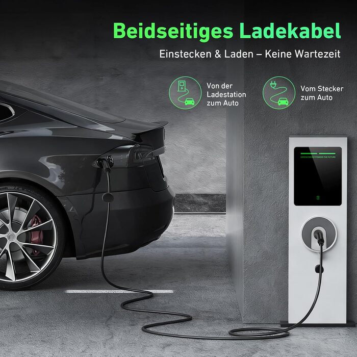 Кабель зарядки Type 2 (Mennekes) 11кВт, 5м, 16A, 3-фазний, IP67: для електромобілів, з сумкою. Підходить для Tesla Model S/3/X/Y, Volkswagen ID.3, ID.4