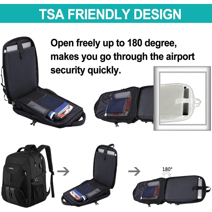 Жіночий рюкзак LIWAG 50L, водовідштовхувальний, з відділенням для ноутбука 17 дюймів, USB-порт, антикрадійний, для роботи, подорожей, школи