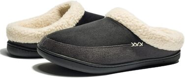 Чоловічі домашні тапочки NewDenBer з піною Memory Foam, теплі, зручні, м'які, з плюшевою підкладкою, зимові, з антиковзною гумовою підошвою (39/40 EU, 23, чорний/сірий)