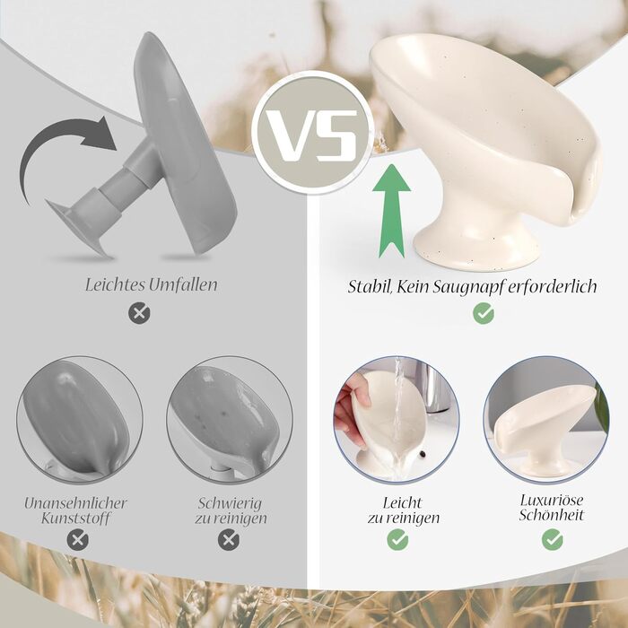 Керамічна мильниця Umlaca з самостійним зливом, безперервна сушка, у формі листка, вінтажний дизайн, підходить для кухні, ванної кімнати, душу, білий мармур (бежево-рожевий)