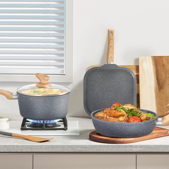 Набір посуду DishDelight з гранітним покриттям для індукційних плит (12 предметів)