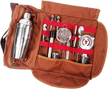 Набір бармена DUEBEL професійний 24 предмети, з сумкою для подорожей та бамбуковою підставкою - для приготування коктейлів