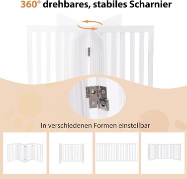 Захисний бар'єр для собак Costway, 89 см, 4 панелі, дерев'яний, розкладний, для дітей, захист від сходів, білий