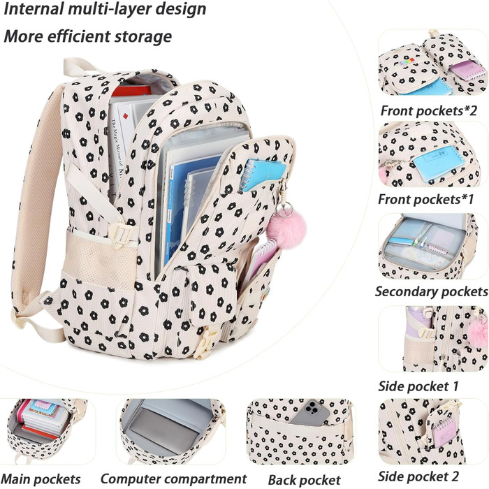 Шкільний рюкзак для дівчаток-підлітків Lmwzh, Cordrucksack, 8+ років, 1-Plum-Blossom