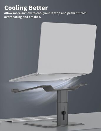 Підставка для ноутбука ALASHI, регульована висота, ергономічна, металева, чорна (C-Gray), 10-15.6 дюймів