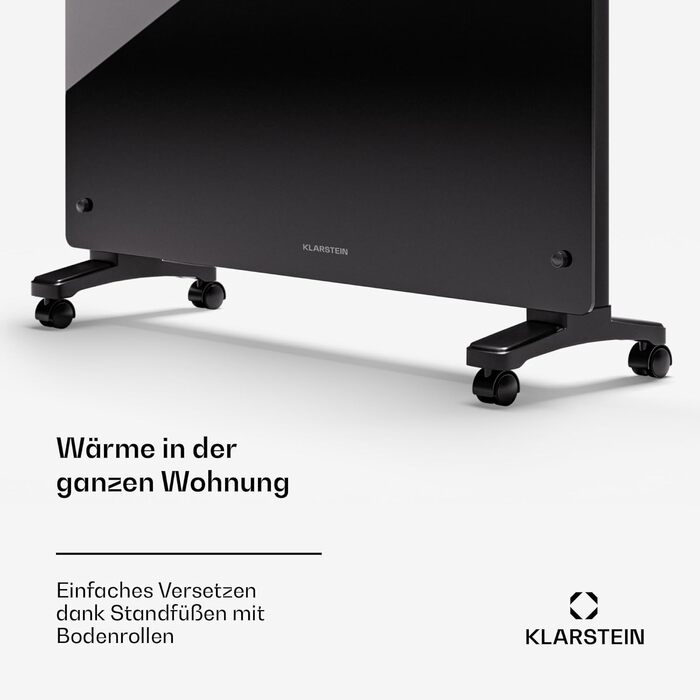 Klarstein Electric Heater, 1500 W Convector Heater, Freestanding & Wall Mounting, Energy-Saving Electric Heater with App Control & Castor Wheels, Electric Heater, Electric Radiator with Thermostat