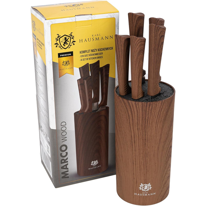 Набір ножів Karl Hausmann 5 предметів: ніжний блок, кухонні ножі з нержавіючої сталі (колір: коричневий)
