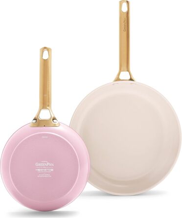 Набір сковорідок GreenPan Reserve з керамічним антипригарним покриттям (20 та 26 см), індукційні, для духовки, без PFAS, золотий ручка, блакитний & рожевий (для мами)