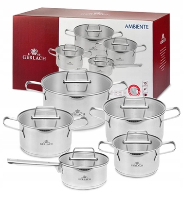 Набір каструль Gerlach Ambiente з нержавіючої сталі, 10 предметів