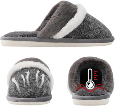 Тапочки домашні жіночі та чоловічі зимові з мехом та піною Memory Foam. Теплі, неслизькі та зручні тапочки для дому. Стильний подарунок (сірий, 40/41 EU)
