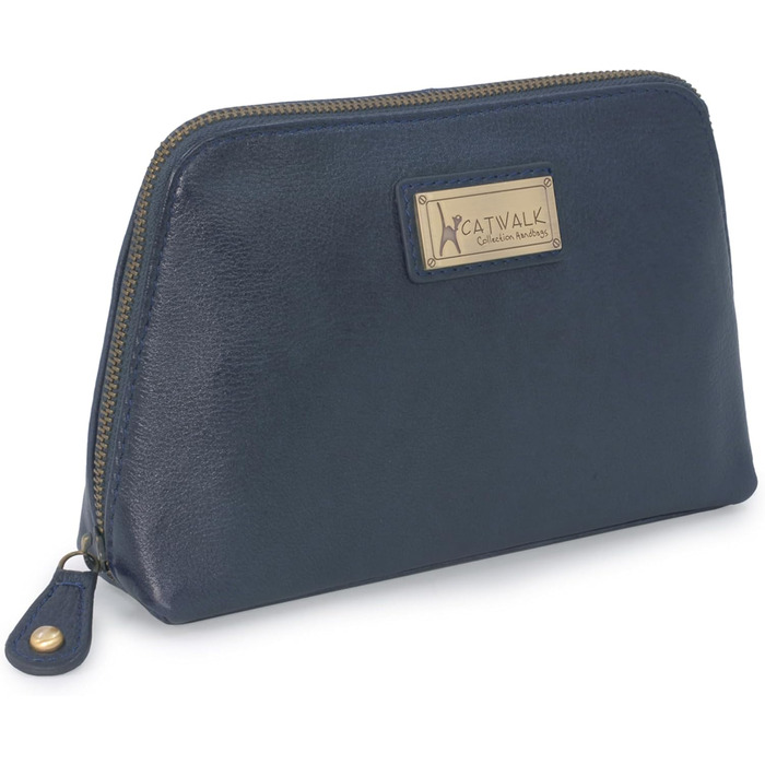 Сумка-косметичка Catwalk Collection Emma (Блакитна) - шкіряна, середнього розміру для ручної сумки