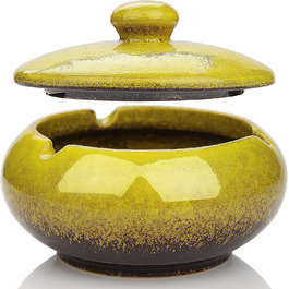 Керамічна попільничка для сигарет з кришкою, ретро-дизайн, для вулиці та дому, жовта