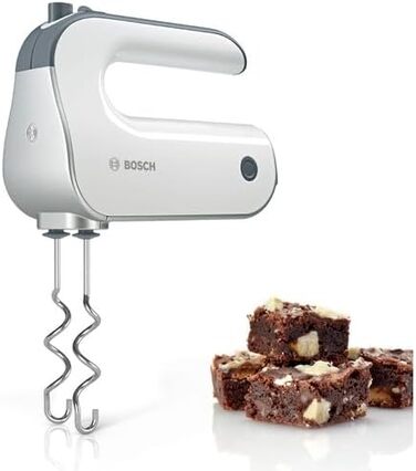 Bosch Hand Mixer Styline MFQ4835DE, 2x whisks, 2 stainless steel dough hooks, dishwasher-safe, 575 W, white