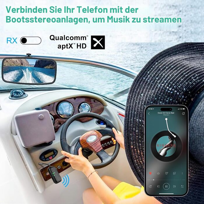 Bluetooth 5.4 адаптер 2-в-1 (передавач та приймач) Pro 2026, бездротовий аудіо-адаптер для ТБ, ПК, авто та Nintendo Switch, підтримка 2-х навушників, AUX, чорний