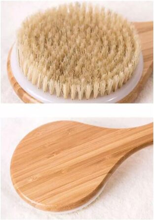 Bamboo bath brushes with long handle for women, boar bristles, bath and body brushes, back scrubber for the shower for men, 13 inches