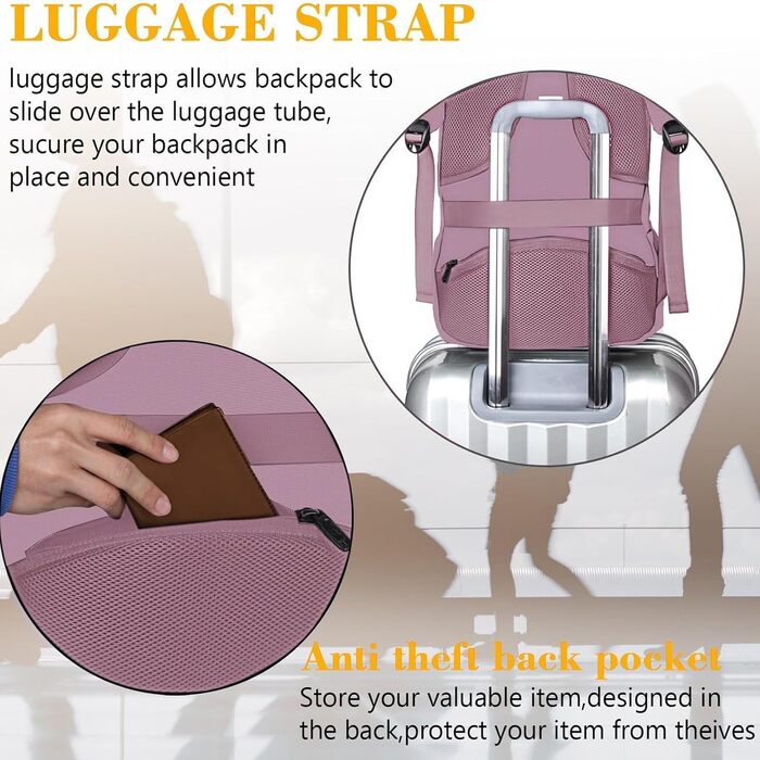 Рюкзак для ноутбука MATEIN, 17.3 дюйми, жіночий, з USB-портом, антикрадійний, для роботи, подорожей, навчання, подарунок, фіолетовий